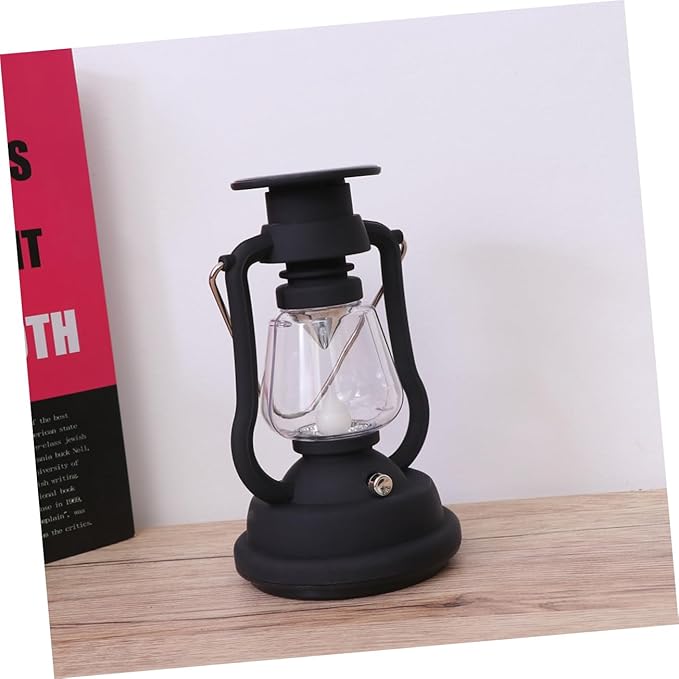 Rechargeable Solar Retro Horse Lantern Portable Multi Function Camping Light with Hand Power Lantern for Hiking Emergency Use Black