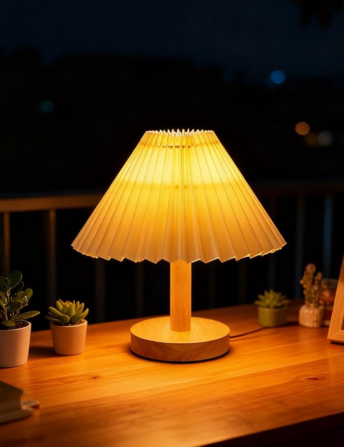 2-Piece Small Table lamp,with a Modern Style Wooden Base.Suitable for Bedside Tables in bedrooms,Living Rooms and Offices for Sleep and Night Lighting.Also Suitable for Reading in The Study
