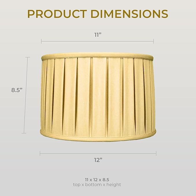 Royal Designs "Shallow Drum English Box Pleat Basic Lamp Shade, Antique Gold, 11"" x 12"" x 8.5""" (BS-748-12AGL)
