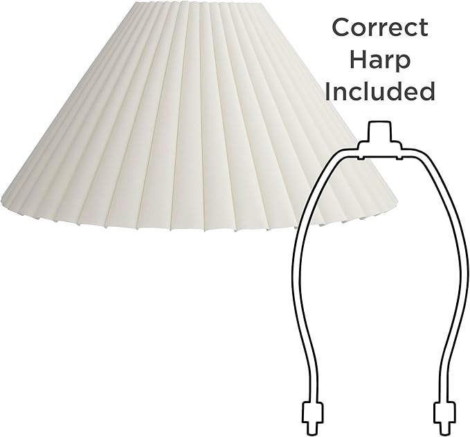 Lamp Shade 6.75" Top x 20.75" Bottom x 10.5" High x 12.5" Slant, 6" Diameter Inside Top x 19.25" Inside Bottom, Large Round Antique White Empire Fabric Box Pleat Spider Harp Finial - Springcrest