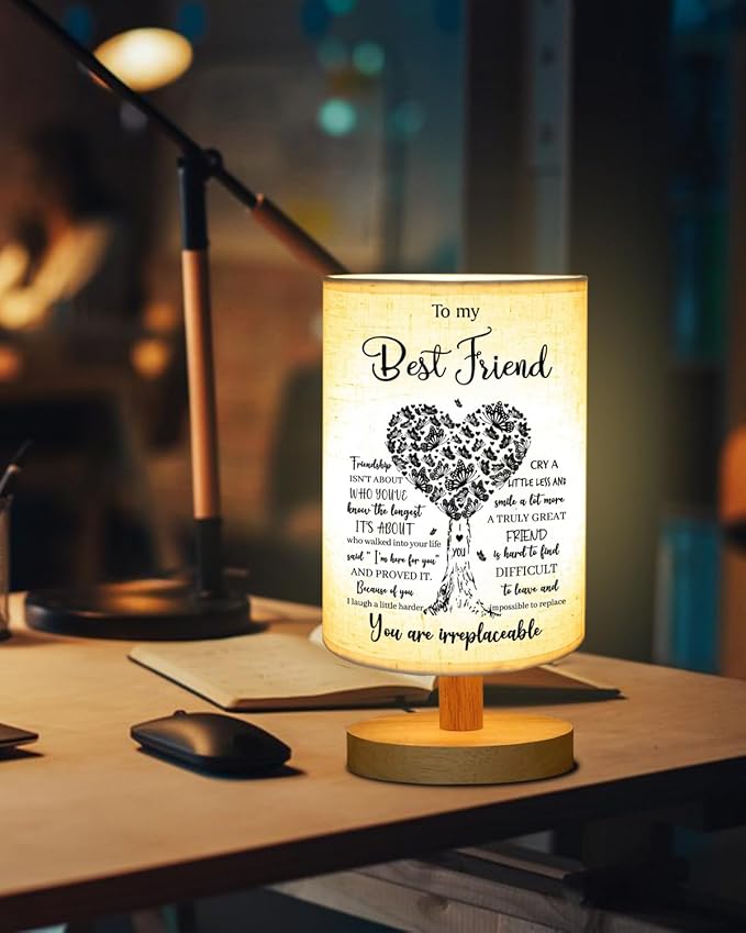 Best Friend Birthday Gifts for Women, to Friend Fabric Table Lamp, Mothers Day Birthday Gift for Best Friends, Friendship Gifts for Women Bedside Table Lamp Gifts for Bestie BFF