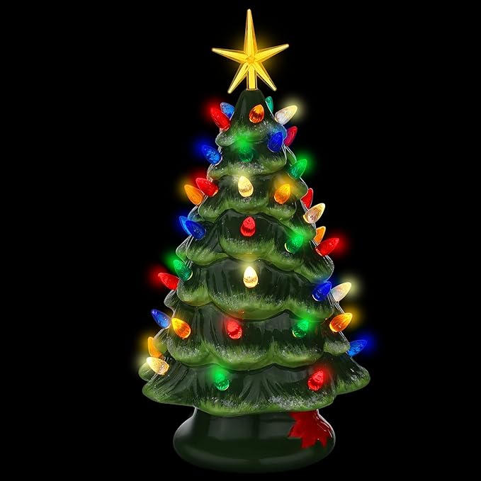 WILLBOND 6 Pieces Ceramic Christmas Tree Star Replacement Light Ceramic Tree Star Ornament Christmas Replacement Light Bulbs Accessories(Yellow)