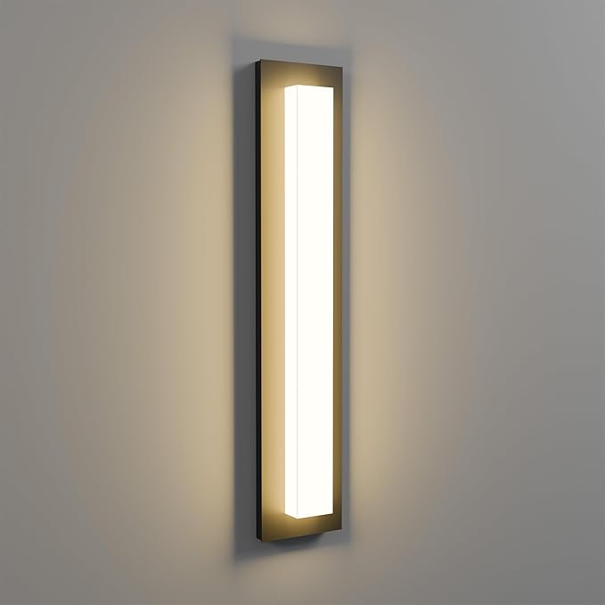 LamQee 23.6 in Aluminum Long Outdoor Wall Lights, 2900K 1580LM LED Waterproof IP65, Linear Modern Exterior Lighting Fixtures Wall Mount Outside Sconce Acrylic Shade for House Porch Patio Garage Door