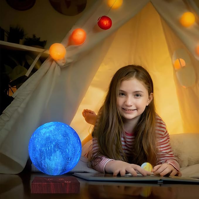 VGAzer Levitating Moon Lamp 5.9 Inch 16 Colors Galaxy Moon Lamp 3D Moon LED Light with Remote Control for Birthday,Christmas Gift for Baby, Children, Girls, Boys (Square Base)