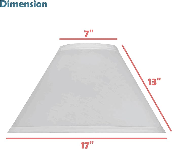 Aspen Creative 33138, Mushroom Pleated Traditional Spider Lamp Shade, Pleated White, 7" Top x 17" Bottom x 13" Slant