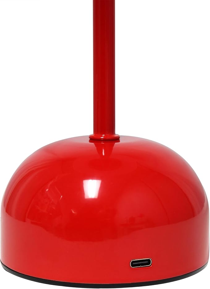 Simple Designs LD1069-RED 11.8" Mushroom Magic Dimming LED Touch Stick Lamp, Portable & Rechargeable, Red