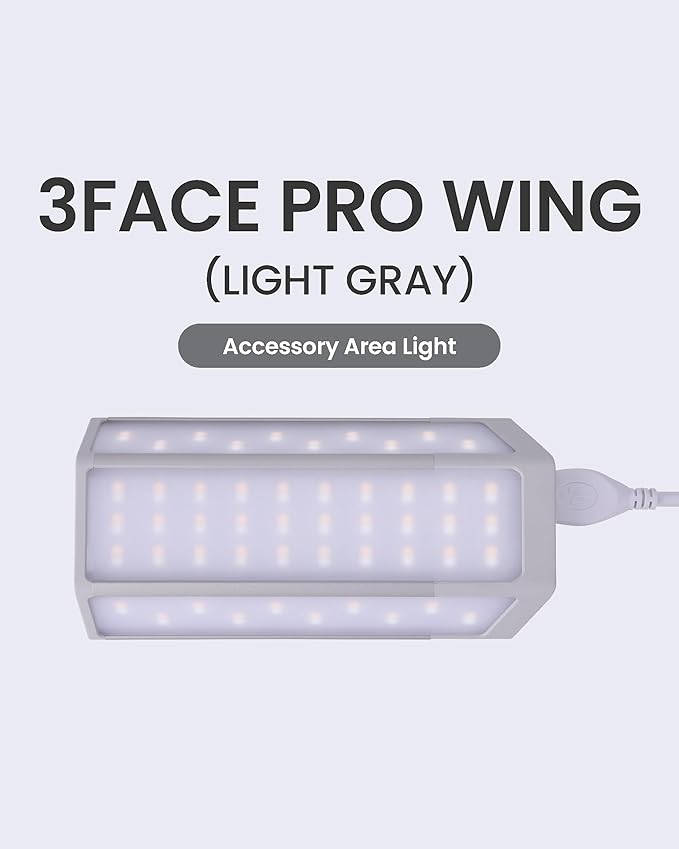 Claymore 3Face Pro Wing (Light Gray) - Rechargeable Surface Area Lamp Bar for Camping, Tents, Canopies, Outdoor Events, Street Vendors, Work Lighting, Long-Lasting Battery. Adjustable Light Modes.