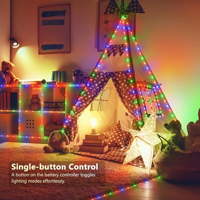 16.5ft Battery Operated String Lights(4 Pack), 50 LED Twinkle Fairy String Lights Battery Powered with Timer for Indoor Outdoor Christmas Trees Wreath Decoration Party Bedroom - Multicolor