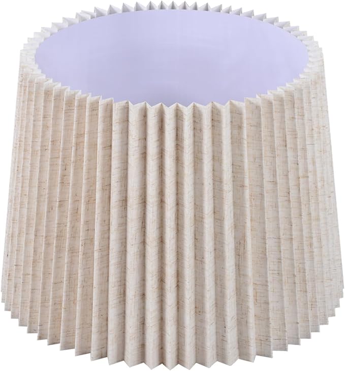 Etto Pleated Lamp Shade, 9" High, Replacement Lampshade for Empire and Drum Floor Lamps, Fits Multiple Styles, Effortless Setup(Beige Linen)