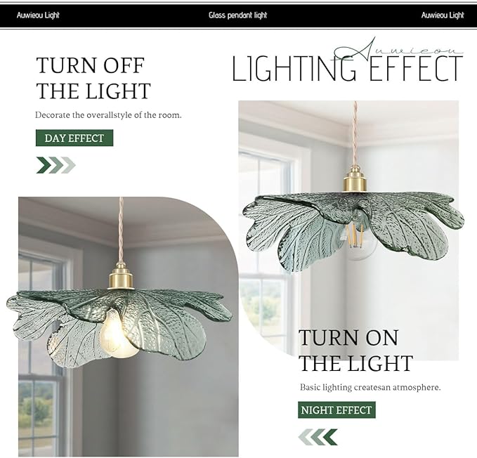 Farmhouse Vintage Pendant Lights Dark Green Glass Pendant Lighting Kitchen Island 1-Light Gold Pendant Light 15.74Inch Large Hanging Light fixtures with Glass Shade for Dining Room Bedroom