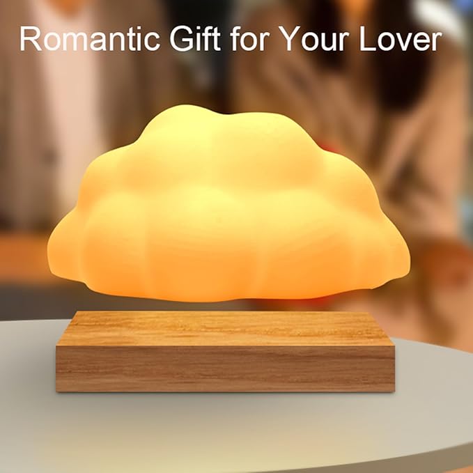 3D Floating Cloud Lamp Magnetic Levitating Cloud Lamp LED Rotation Cloud Lights, Cute Night Light, Touch Control Floating Lamp for Home Decor, Office, Bedroom, Gift Idea