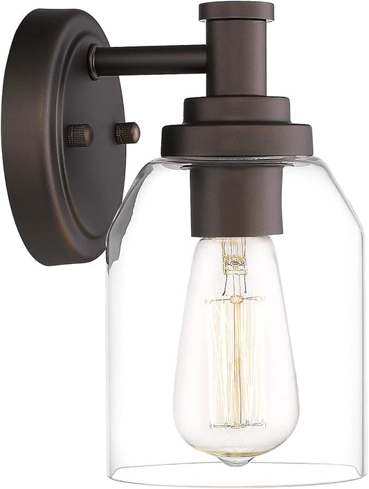 zeyu Farmhouse Vanity Sconces Lights for Bathroom, 1-Light Vintage Bathroom Wall Light Fixture with Clear Glass Shade, Oil Rubbed Bronze Finish, ZG33B ORB