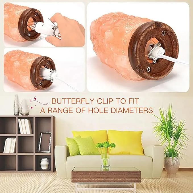 Himalayan Salt Lamp Cord, with Dimmer Switch,Christmas Bulb,Salt Lamp Cord with Dimmer Control and Base Assembly,6 Feet,E12 Base for Himalayan Salt Lampsand with 2 Free 15W Bulbs (White)