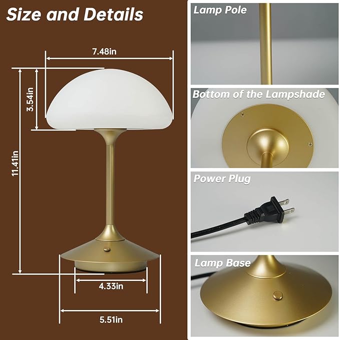 Modern Bedside Table Lamp for Bedroom 3 Color Stepless Dimmable Touch Desk Lamp, Minimalist Nightstand Lamp for Bedroom, Living Room, Home Office,Kids Room, Nursery