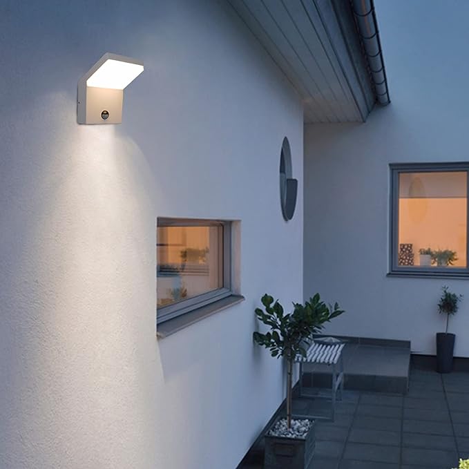 Motion Sensor Outdoor Wall Light Fixture 2 Pack LED Modern White Porch Light for Patio Garage Garden Doorway,IP54 Waterproof 100-240V 3000K