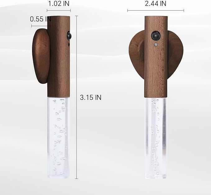 Motion Sensor Night Lights Indoor, Rechargeable Night Lights Wall Sconces Wooden Set of 3, Battery Powered Magnetic Wall Sconces Decor for Bedroom, Hallway, Bathroom, Stairway, Closet（Walnut Wood）