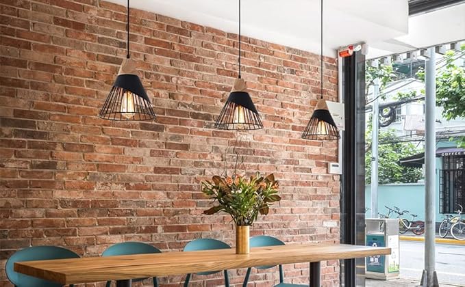 Black Farmhouse Wooden Pendant Light,Rustic Wood & Metal Pendant Lighting, Adjustable Height Hanging Ceiling Light Fixture for Kitchen Island Dining Room Bedroom Hallway