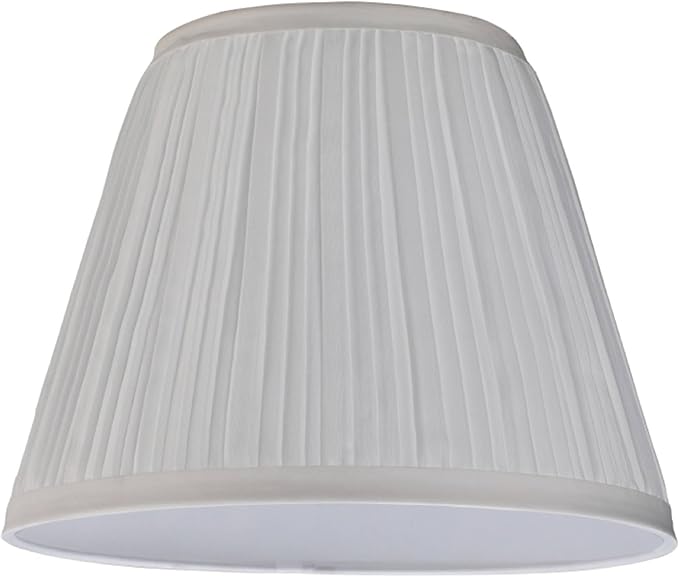 Aspen Creative 33006A Transitional Hardback Empire Shape Spider Construction Lamp Shade in Pleated Off White, 9" Wide (5" x 9" x 7")