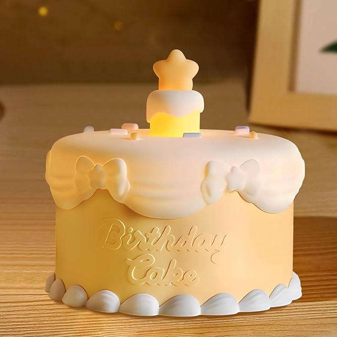Birthday Gift Light with 3D Card, Silicone Night Light for Kids USB Rechargeable Cute Lamps Timer Setting Safe Bedside Lamp Gift for Girls New Year Christmas Thanksgiving Day