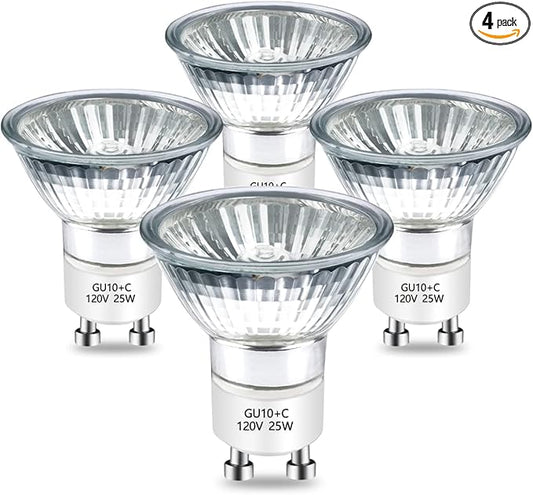 Halogen Bulb 25 Watt GU10 120V NP5 Replacement Bulb for Candle Warmer, Scent Wax Burner, Fragrance Melt, JDR Dimmable, Warm White 2700K Pack of 4