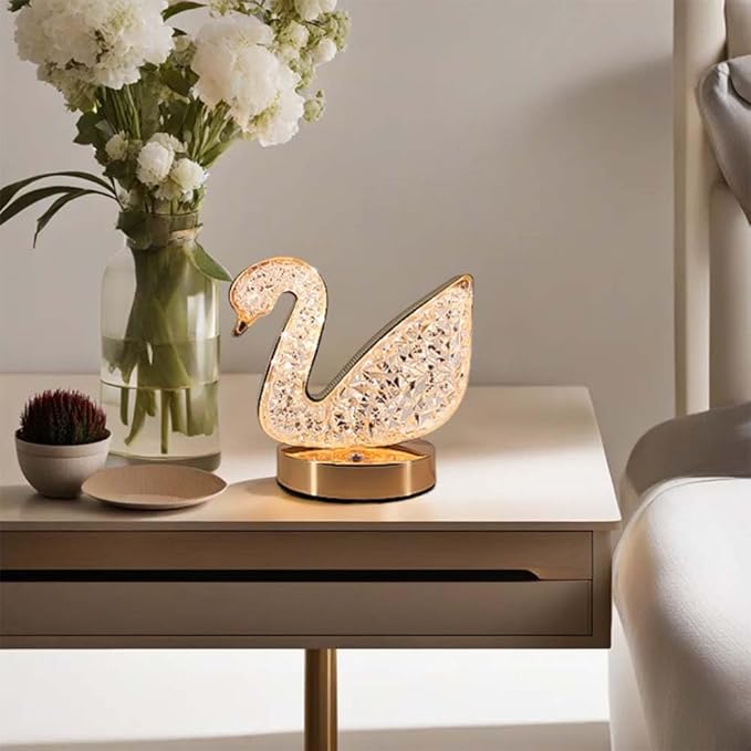 Cordless Crystal Table Lamp,3-Color Touch Control,3-Levels Brightness, Rechargeable Battery - Ideal Bedside Lamp for Bedroom Nightstand (Metal Gold)
