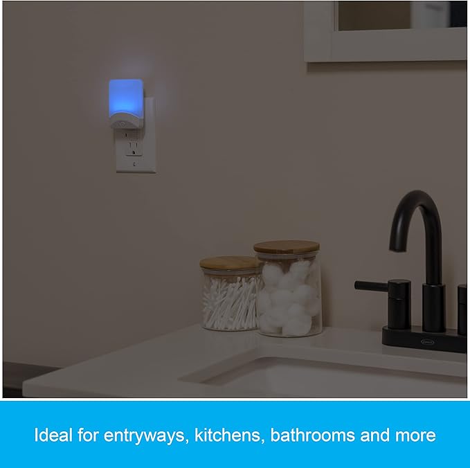GE Color Changing LED Night Light for Kids, Dusk to Dawn Sensor, Home Decor Apartment Essentials, Wall Lights for Bedroom, Ambient Lighting, Nightlights Plug in, 2 Pack, 46722-P1