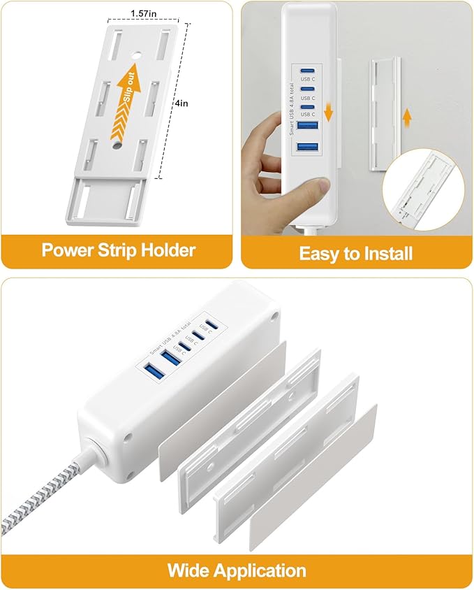 Short Extension Cord 2 Foot - Appliance Surge Protector Small Power Strip, 14 Gauge Heavy Duty Extension Cord with 4 Outlets 5 USB, High Wattage for Microwave, Workbench, Kitchen, Garage Must Have