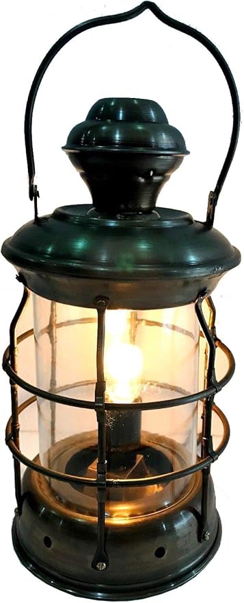 Antique Brass Lantern Electric Lamp Decorative Hanging Lantern Marine Ship Lamp Decor