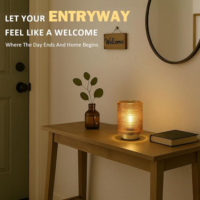 Battery Operated Decorative Lamp with Timer for Bedside/Bookshelf Decor,Cordless Small Accent Table Lamp with LED Warm Bulb for Nightstand/Entryway/Coffee Table/Office Cubicle/Dorm Room Decor(Gold)
