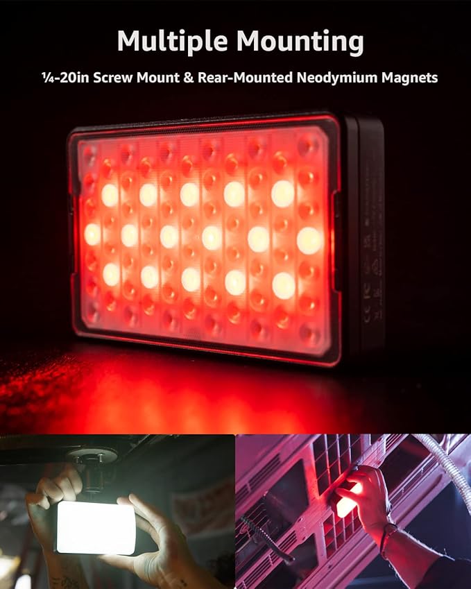 Aputure MC Pro Camera Lights,RGBWW LED Video Lights Lensed Mini LED Panel Full Color Portable Photography Lighting,4200mAh Rechargeable Battery,APP Control, Support Magnetic Attraction