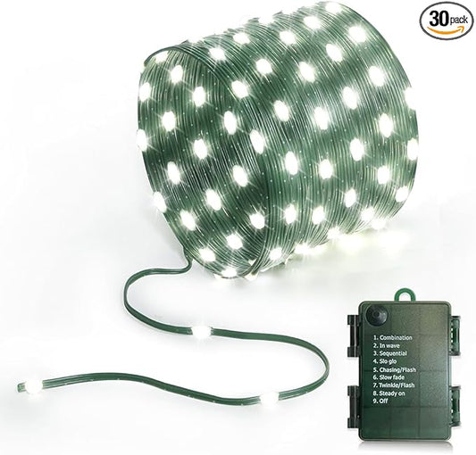 16.5ft Battery Operated String Lights(1 Pack), 50 LED Twinkle Fairy String Lights Battery Powered with Timer for Indoor Outdoor Christmas Trees Wreath Decoration Party Bedroom - Cool White