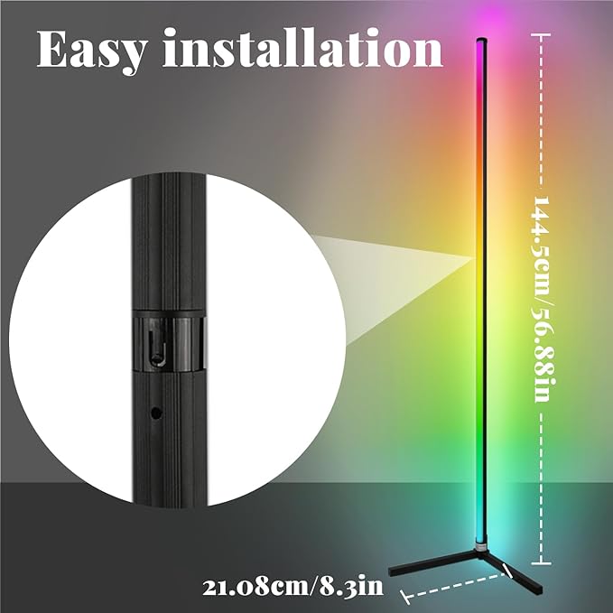 RGB Floor Lamp LED Corner Floor lamp smart Floor lamp with Music Sync Lighting, App & Remote Control, 16 Million Colors Living Room & Gaming Room (2 Pack with Alexa Voice Control)