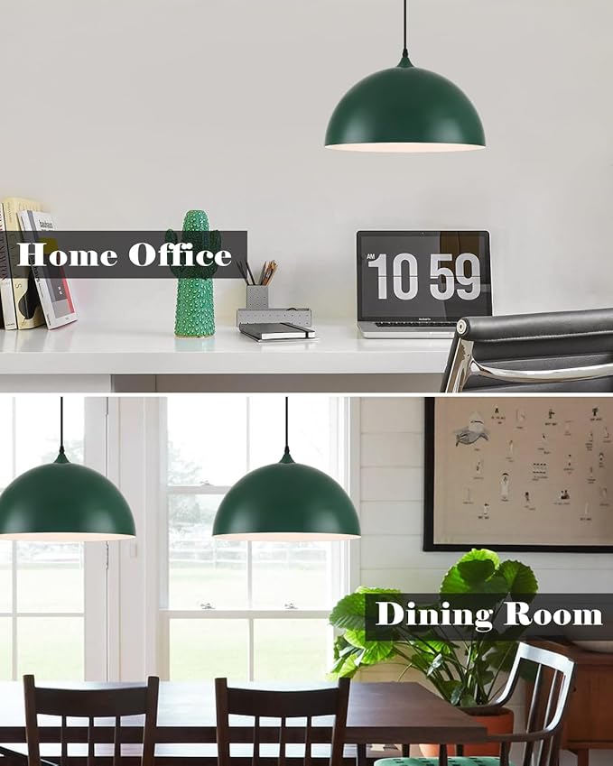 Green Pendant Lights Kitchen Island, 16 Inch Large Pendant Lights Kitchen Island, Large Dome Pendant Light, Modern Farmhouse Pendant Light for Kitchen Island, Dining Room, Cafe, Bar, 2 Pack