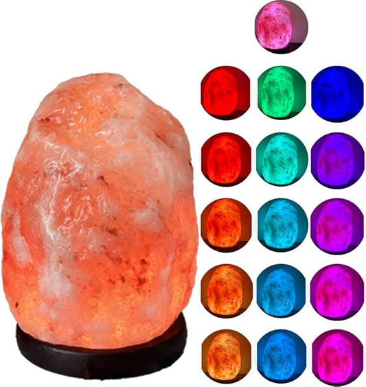 16 Colors Remote Salt Himalayan Salt Lamp Natural Crystal Salt Rock Lamp Hand Carved Night Lights, USB Salt Crystal Lamp Remote Control Salt Lamp for Home Decor and Gift (5.5lb)