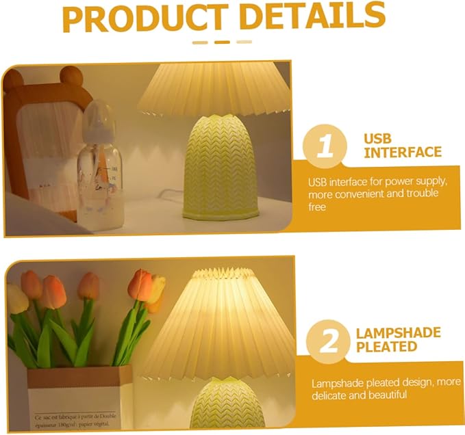 Vaguelly Modern LED Desk Lamp Stylish Night Light with Dimmable Warm Glow for Bedroom Office Nursery USB Interface Brightness for Cozy Atmosphere