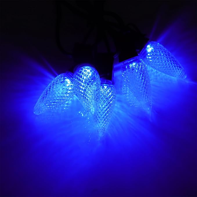 50PCS C9 Led Christmas Light Bulbs - C9 Led Bulbs with E17 Base Sockets Replacement Bulbs for Outdoor String Lights - Commercial Grade Blue