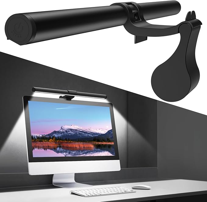 OOWOLF Computer Monitor Light Bar, Computer Screen Lamp for Eye-Caring, USB Reading Light LED Task Lamp with Touch Control, Dimmable Screen Bar 17", Memory Monitor Top Space Saving Home Office