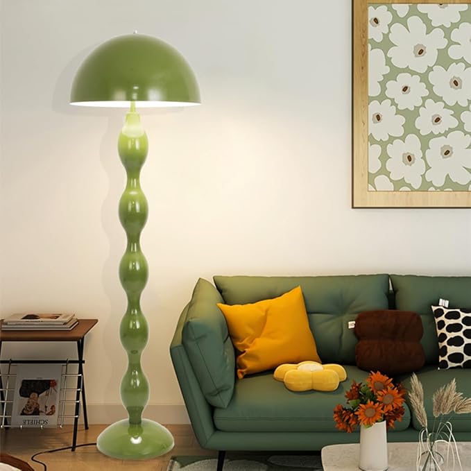 Floor Lamp Creative Green Mushroom Lamp, Standing Lamp with Foot Switch, Creamy Style Modern Tall Lamp for Living Room, Bedroom, Office, Corner, E26/E27 Bulbs Compatible