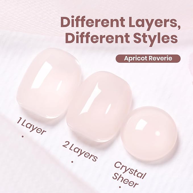 Beetles Apricot Reverie Nude Gel Polish - 15ML Full Size Neutral Jelly Nude Pink Nail Polish Base Color Nail Concealer Sheer Translucent Effect Soak Off UV French Nail Art Salon DIY Manicure Gifts