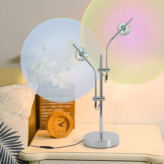 Halo Projecto Lamp,Mood Lighting Sunset Lamp for Bedroom,2 Head Multi Table Light with Replaceable Filters,Modern Adjustable Ambient Decor Lighting for Living Room(Sunset Light)