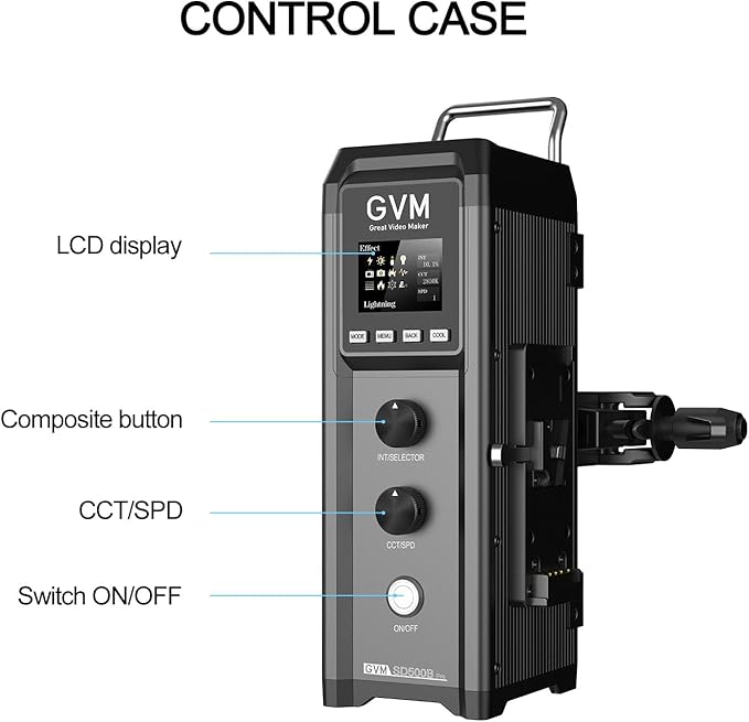 GVM Pro SD500B 500W Led Video Light, Studio Lights with Bowen Mount, 61600lux/1m Photography Lighting kit with 45° Standard Cover, Continuous Output Video Lighting with Controller, CRI 97+, 2700-6800K