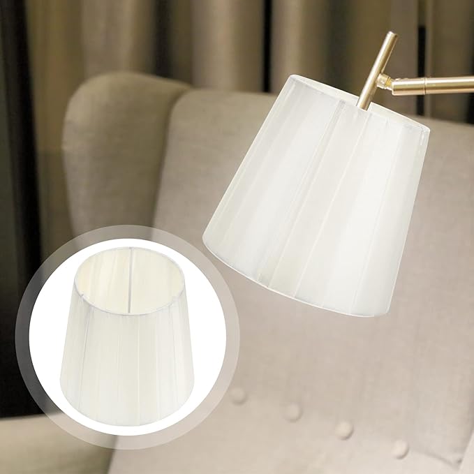 Vintage Decor Modern Lampshade Cloth Lamp Shade, Pleated Lamp Cover Clip on Lampshade Table Lamp Chandelier Shades for Home (Beige) Ceiling Light Shade Lamp Shades