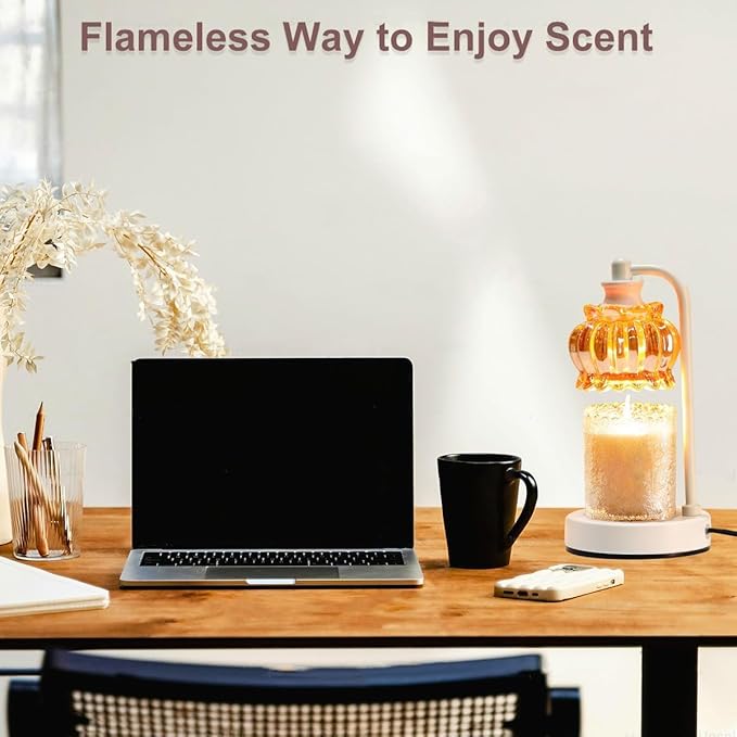 Candle Warmer Lamp with Timer, Dimmable Candle Lamp Wax Melt Warmer with 2 Bulbs, Electric Candle Warmer Light for Bedroom Living Room Birthday Christmas Gifts for Women Mom