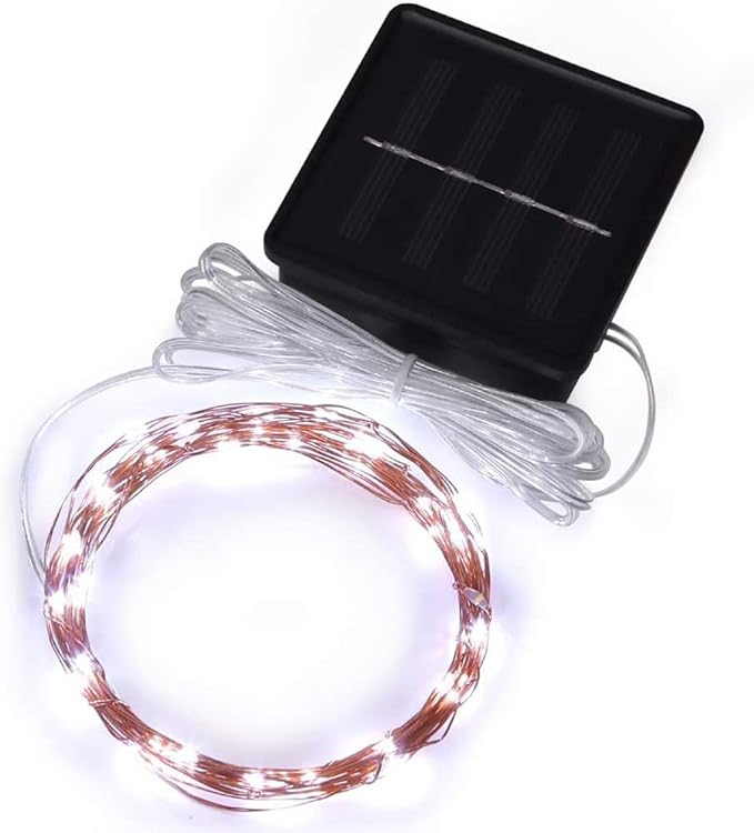 Magicnight Mini Solar String Lights Outdoor Short Tiny Fairy Twinkle Firefly Light 15 Feet 50 LEDs for Outdoor Garden Backyard décor,Cool White Color