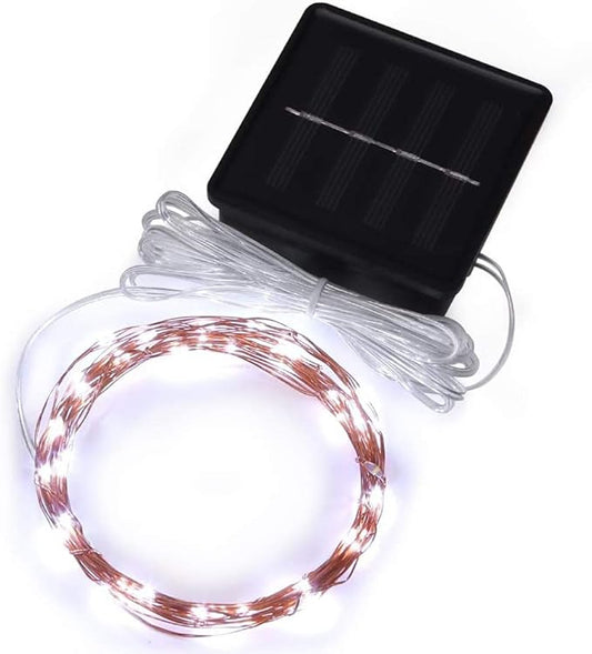 Magicnight Mini Solar String Lights Outdoor Short Tiny Fairy Twinkle Firefly Light 15 Feet 50 LEDs for Outdoor Garden Backyard décor,Cool White Color