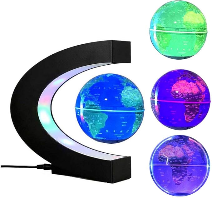 Office Desk Lamp Multi-Color Changing Floating Levitating Light Decoration Magnetic Levitation Floating World Map Electric Night light for Home/Office Desk Magnet Desktop
