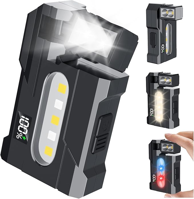 G5 EDC Flashlight 400 Lumens – Super Bright Rechargeable Mini Light with 180° Rotatable Magnet, 3 Modes Dual Light, IP68 Waterproof, Portable Pocket Light for Outdoor Emergency (Black)