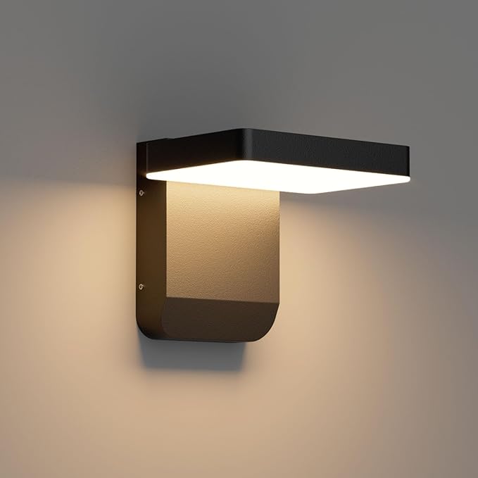 Modern Outdoor Rotatable Wall Light 350° Adjustable Head Wall Lighting Black LED Wall Sconce Exterior Light for House Porch Garage IP65 Waterproof, 3000K