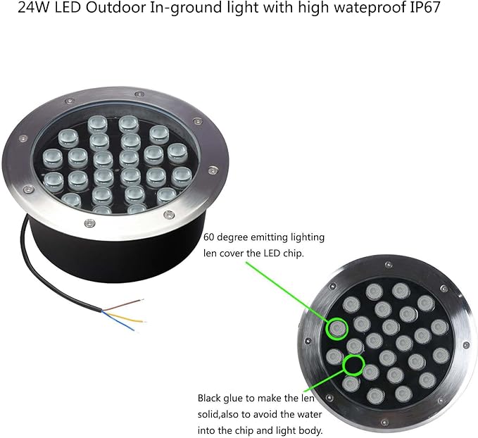Outdoor Landscape Lighting 24W,Diameter 8.66 inches Big Walkway Lights,White 6500K,Waterproof Ground Lights for Outside,Recessed Landscaping Lights 120 Volt for Garden,Yard,Deck,Pack of 4