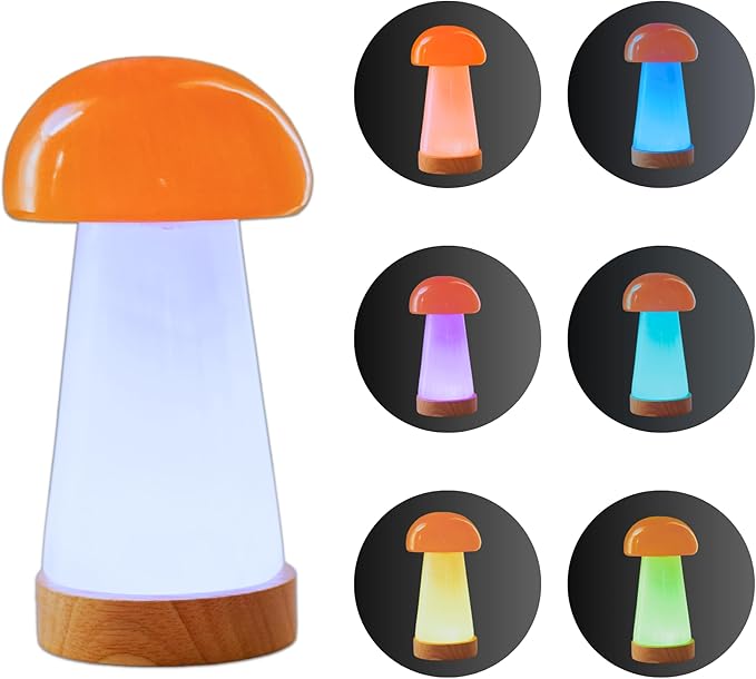 Wish Well Mushroom Selenite Lamp with 7 Color LED Wooden Base - 6” Mushroom Selenite Tower Healing Crystals for Zen Decor, Spiritual Room Decor, Energy Healing, and Protection Crystals